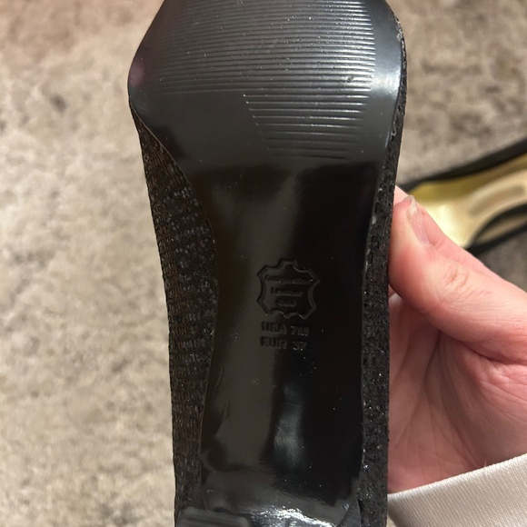 Black Sparkly Touch of Nina Heels Open Toe Size 7 - Picture 3 of 4